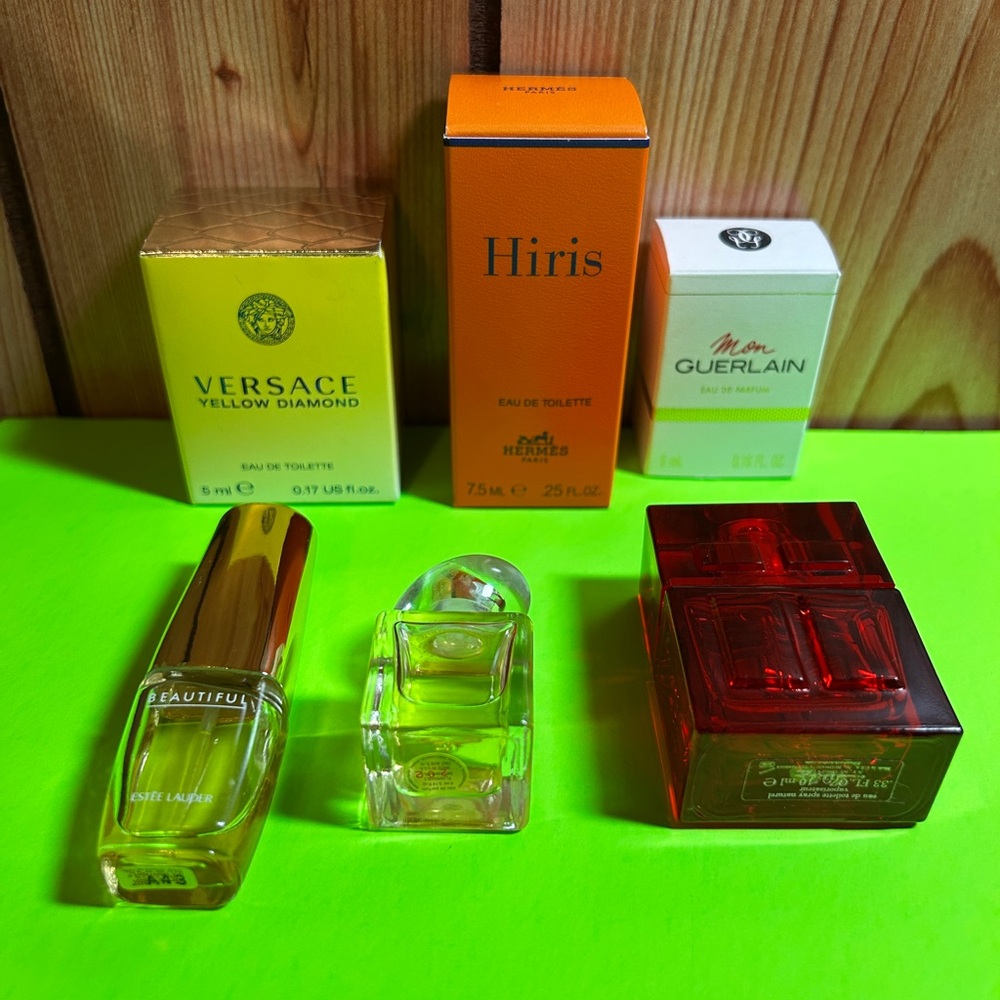Mini Perfume Lot of 6PC Women’s Hermes Versace Guerlain Estée Lauder Arden Avon - Picture 3 of 10